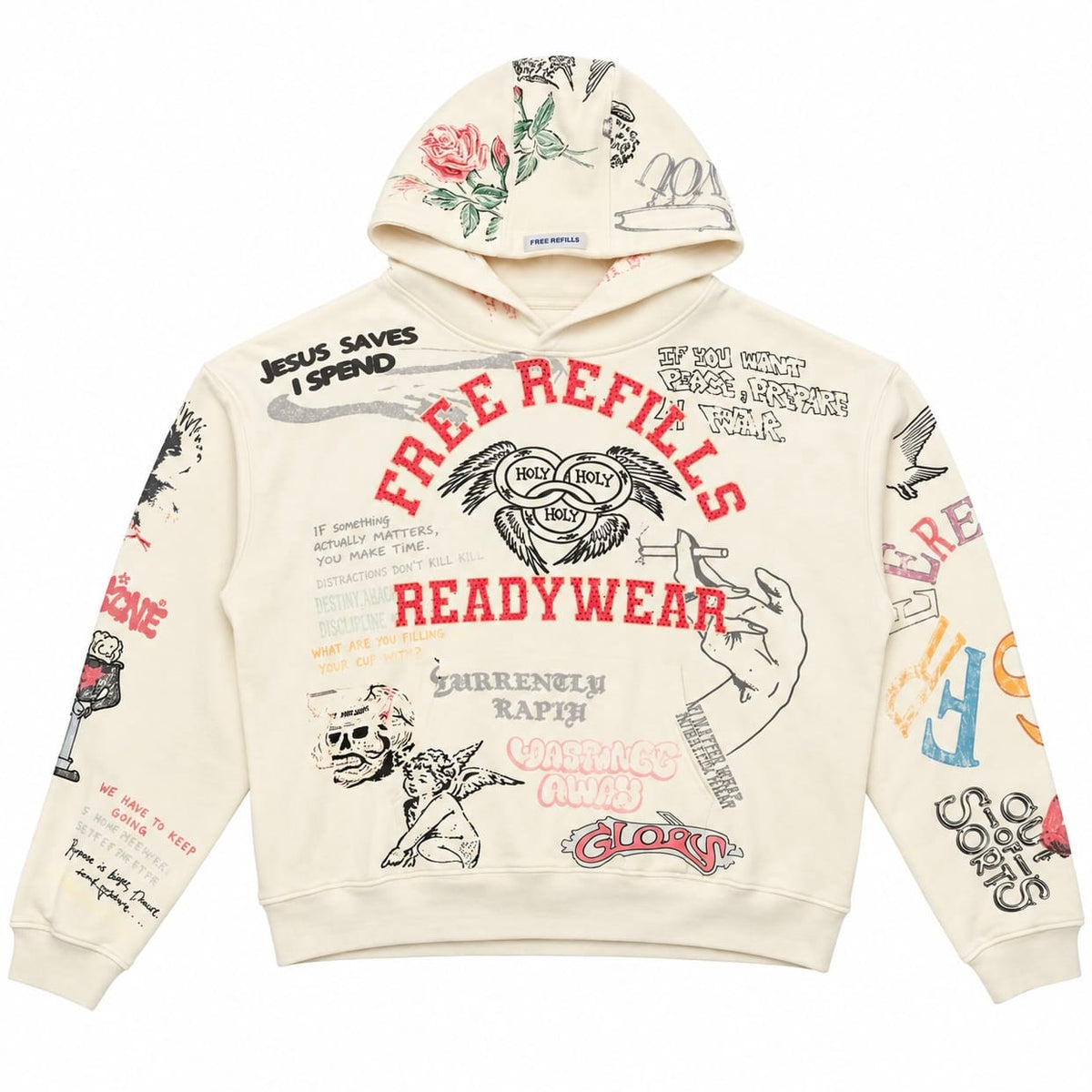 Free Refills Graffiti Hoodie (Cream) FR-H25-052