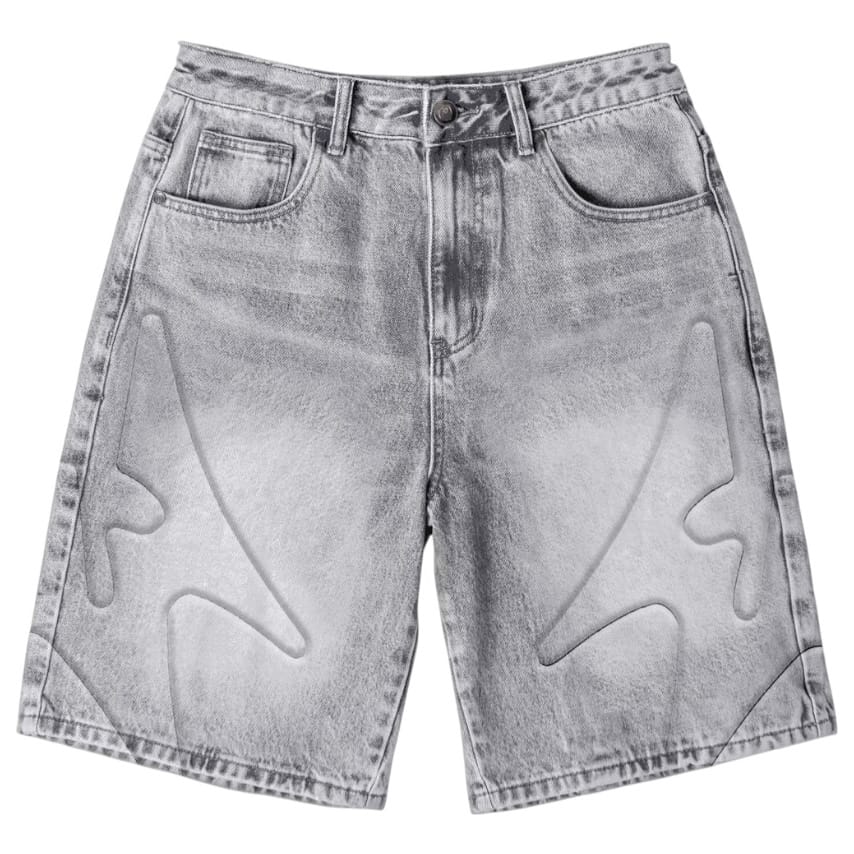 Melee Shogun Embossed Denim Shorts (Gray Wash) ML26-SUM2-22