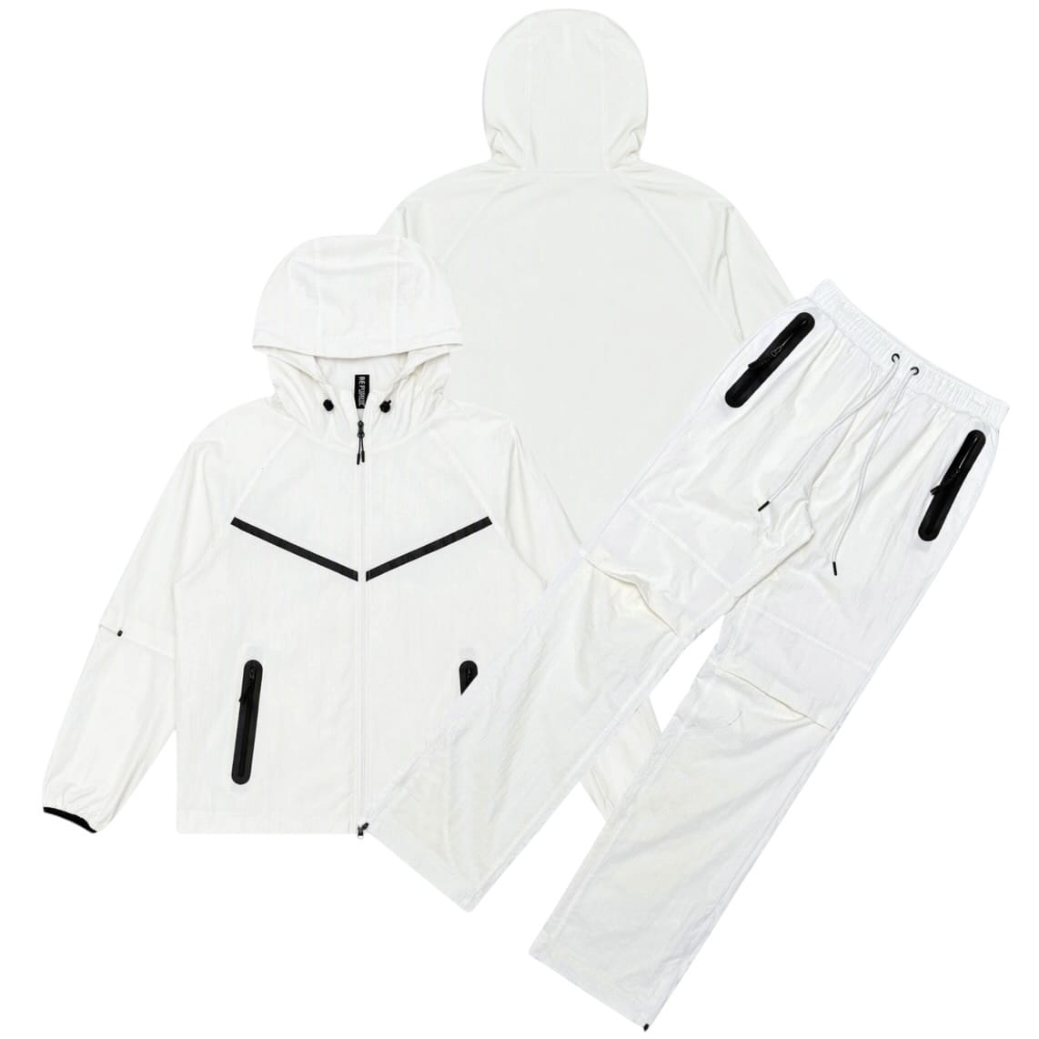 Civilized Nylon Zip Hoodie & Pants Tech Set (Off White) RF260-OWH
