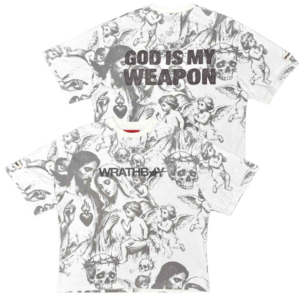 Wrathboy God Is My Weapon Tee (Off White) WB623-OFW