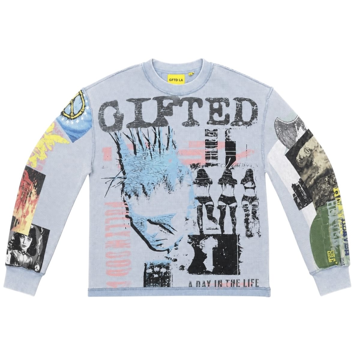 GFTD La Riots In America Crewneck Long Sleeve Tee (America Blue)