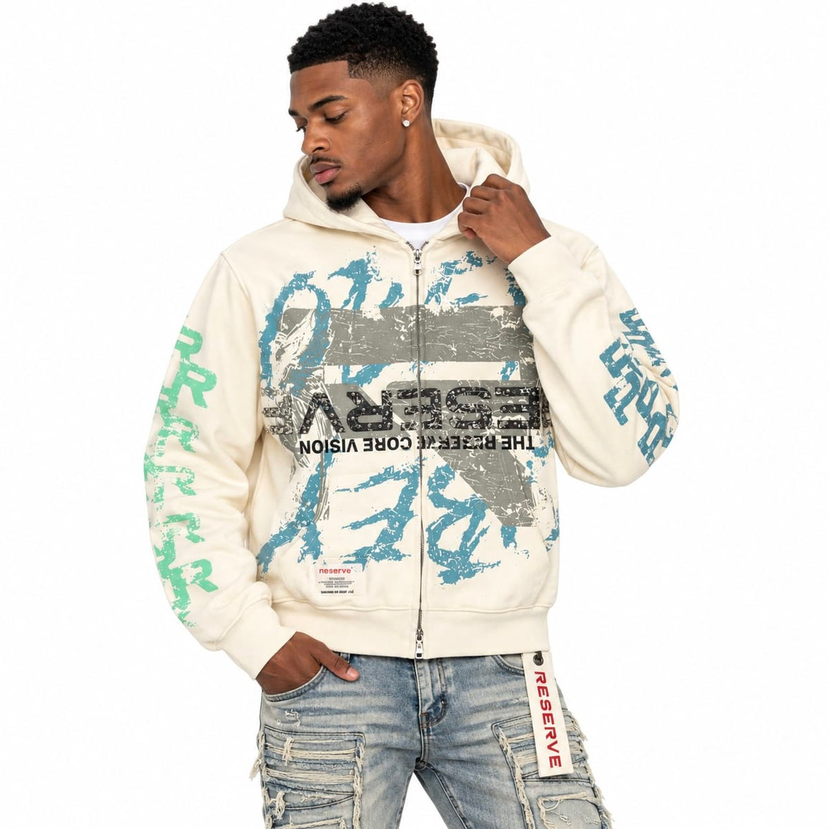 GFTD La Truth Zip Up Hoodie (Cream)