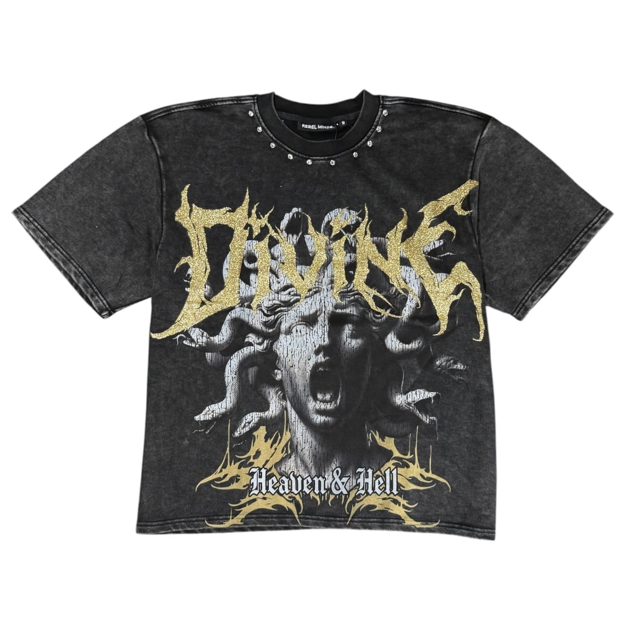 Rebel Minds Divine Medusa Crop Tee (Black) 610-11131