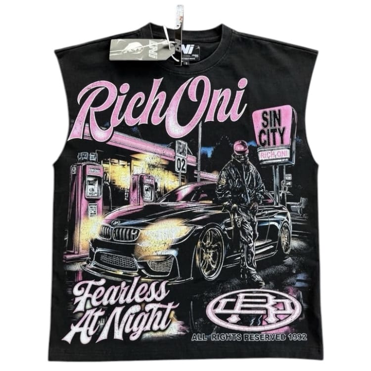 Rich Oni Sin City Graphic Sleeveless Tank Top Tee (Black) RO-TK-2003