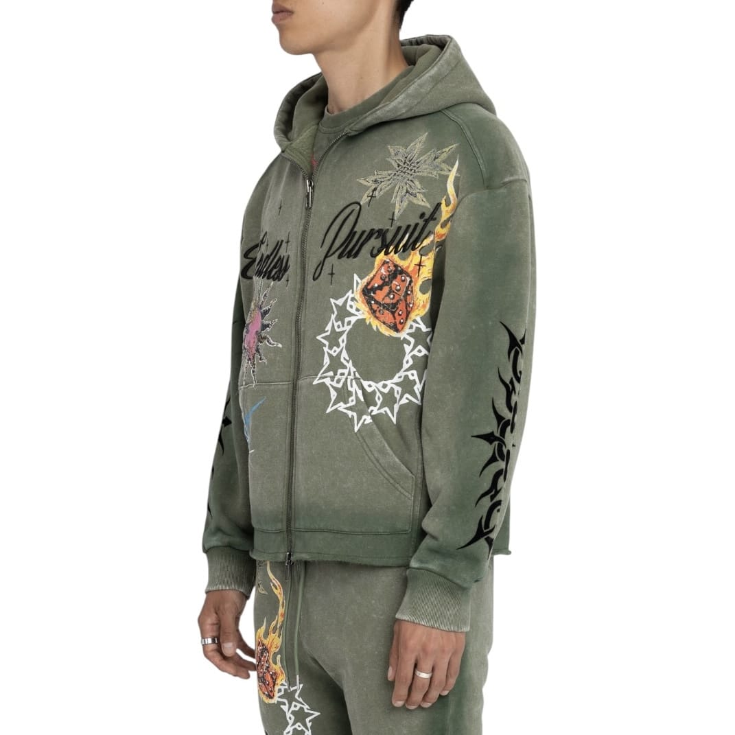 Smoke Rise Endless Pursuit Studded Hoodie & Pants Set (Vintage Army)
