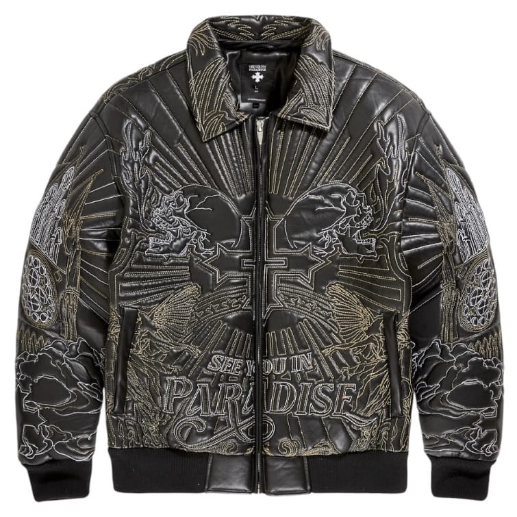 See You In Paradise Skull & Angel Stitched Bomber Jacket (Black) 91683