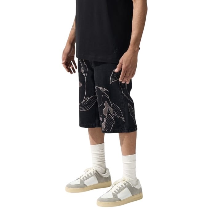Serenede Koi Denim Shorts (Black)