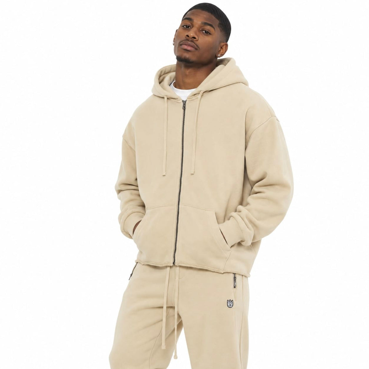Cult Of Individuality French Terry Zip Hoodie & Sweatpants Set (Cream)