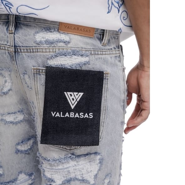 Valabasas Incise Denim Shorts (Light Blue Wash) VLBS-VSH1-1009