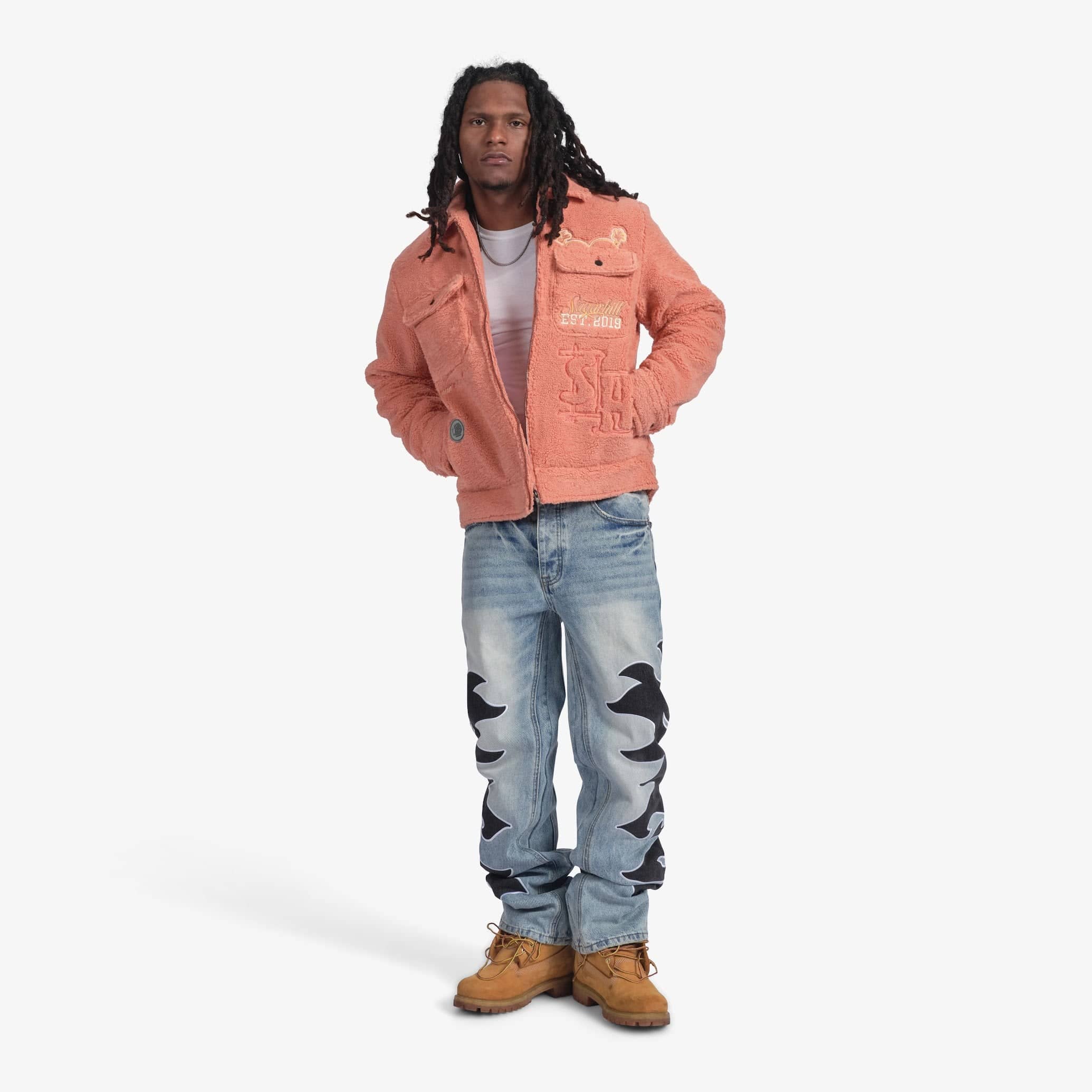 "Toxins" Plush Jacket (coral)