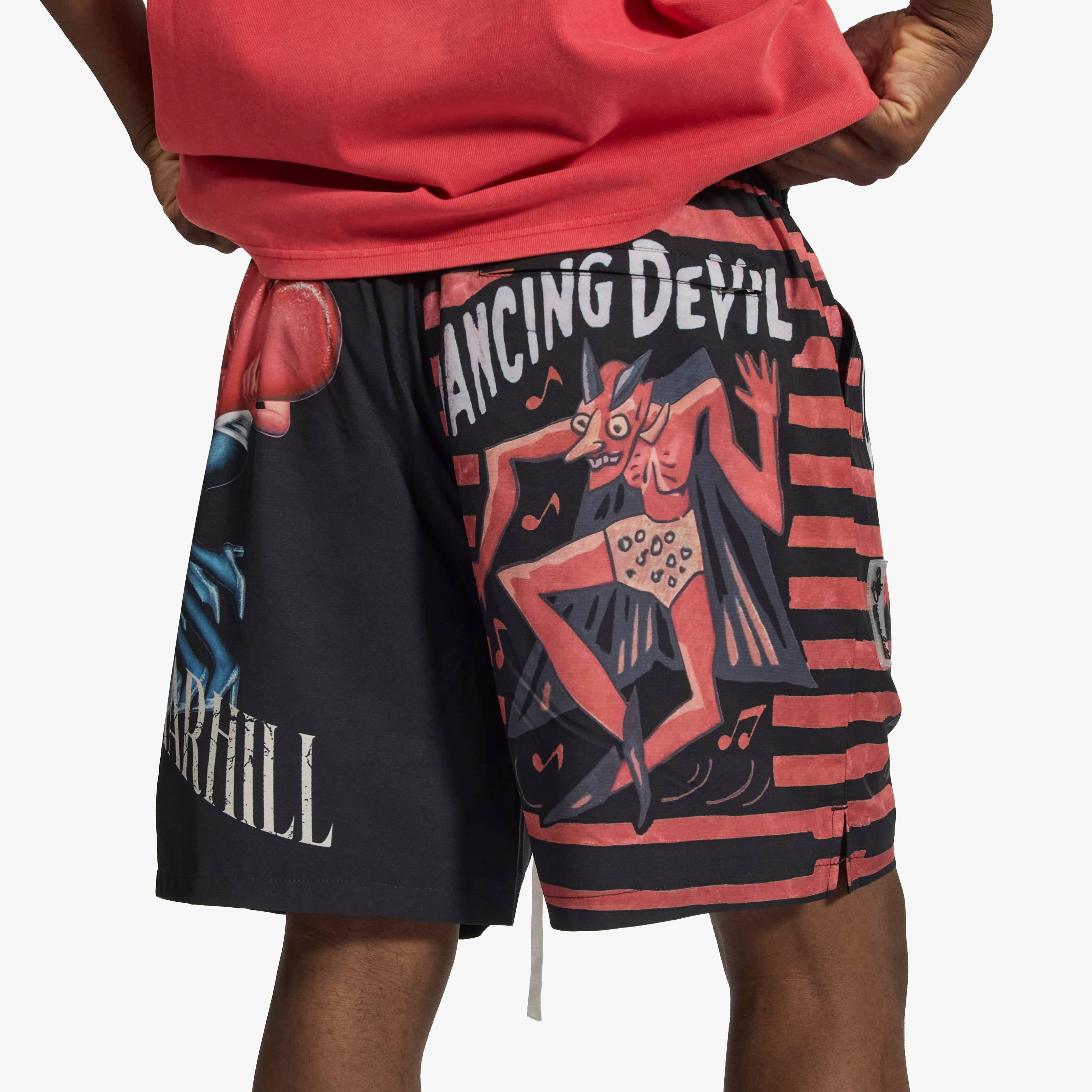 "Dancing" Poly Shorts (black/red)