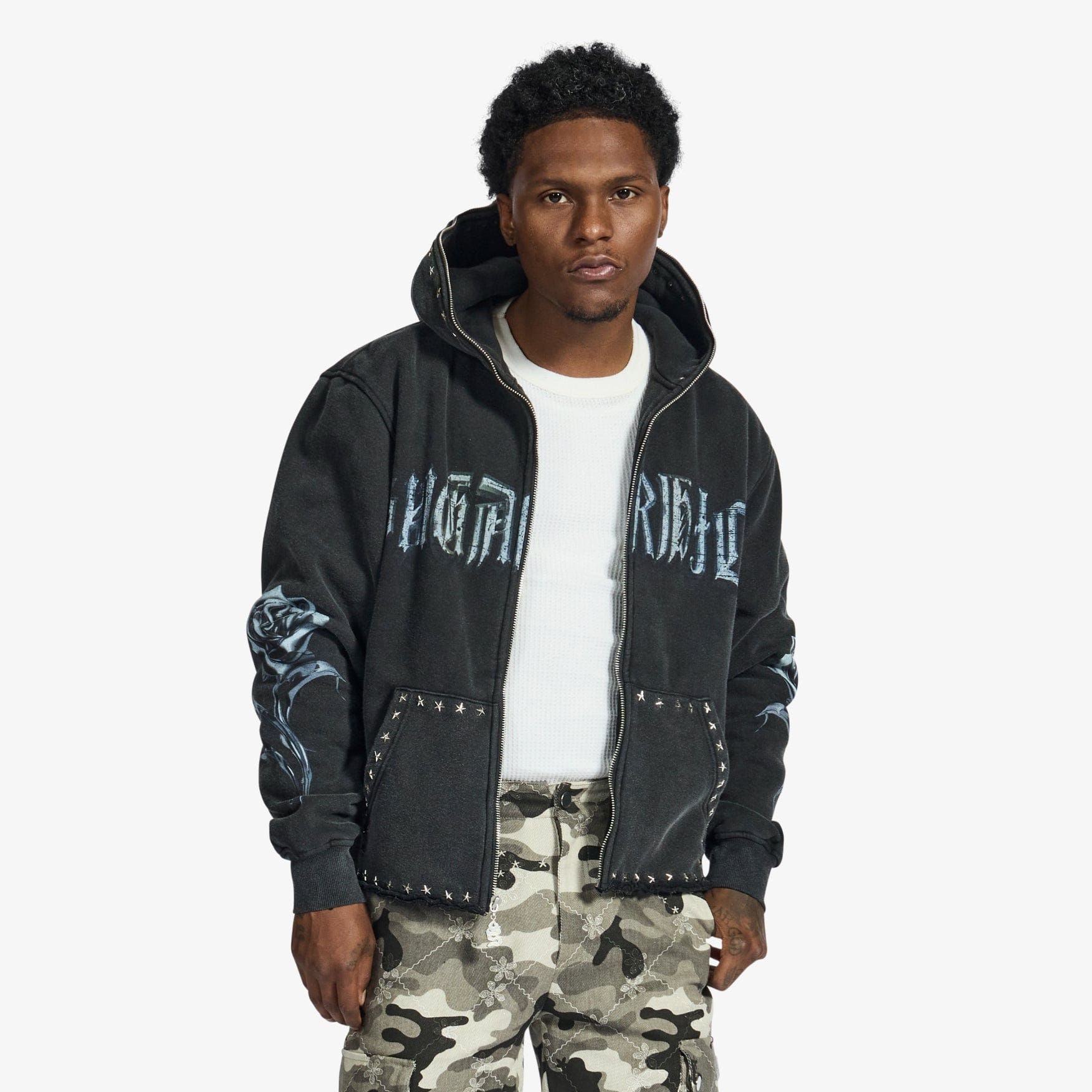 "Body Shop" Full-Zip Hoodie (black vintage)