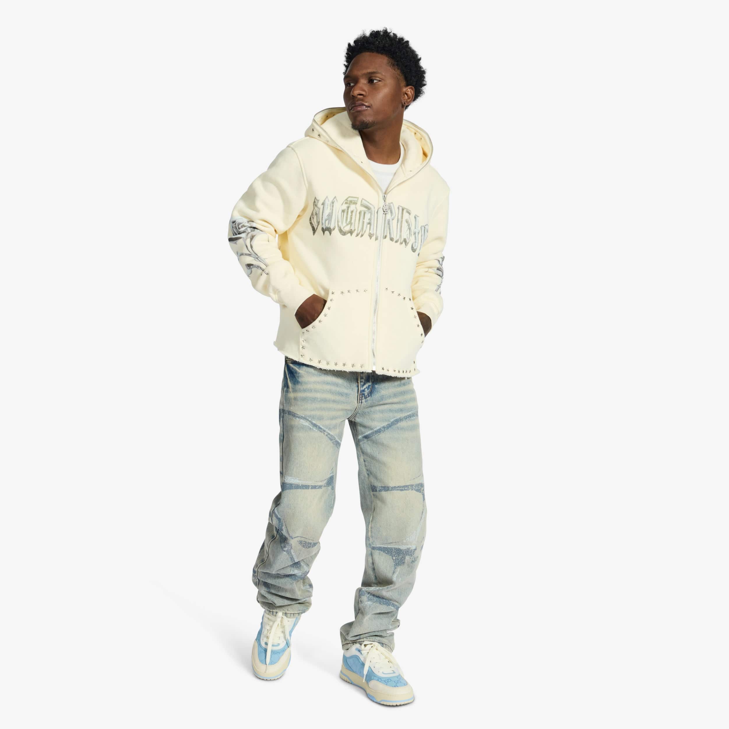 "Body Shop" Full-Zip Hoodie (cream vintage)