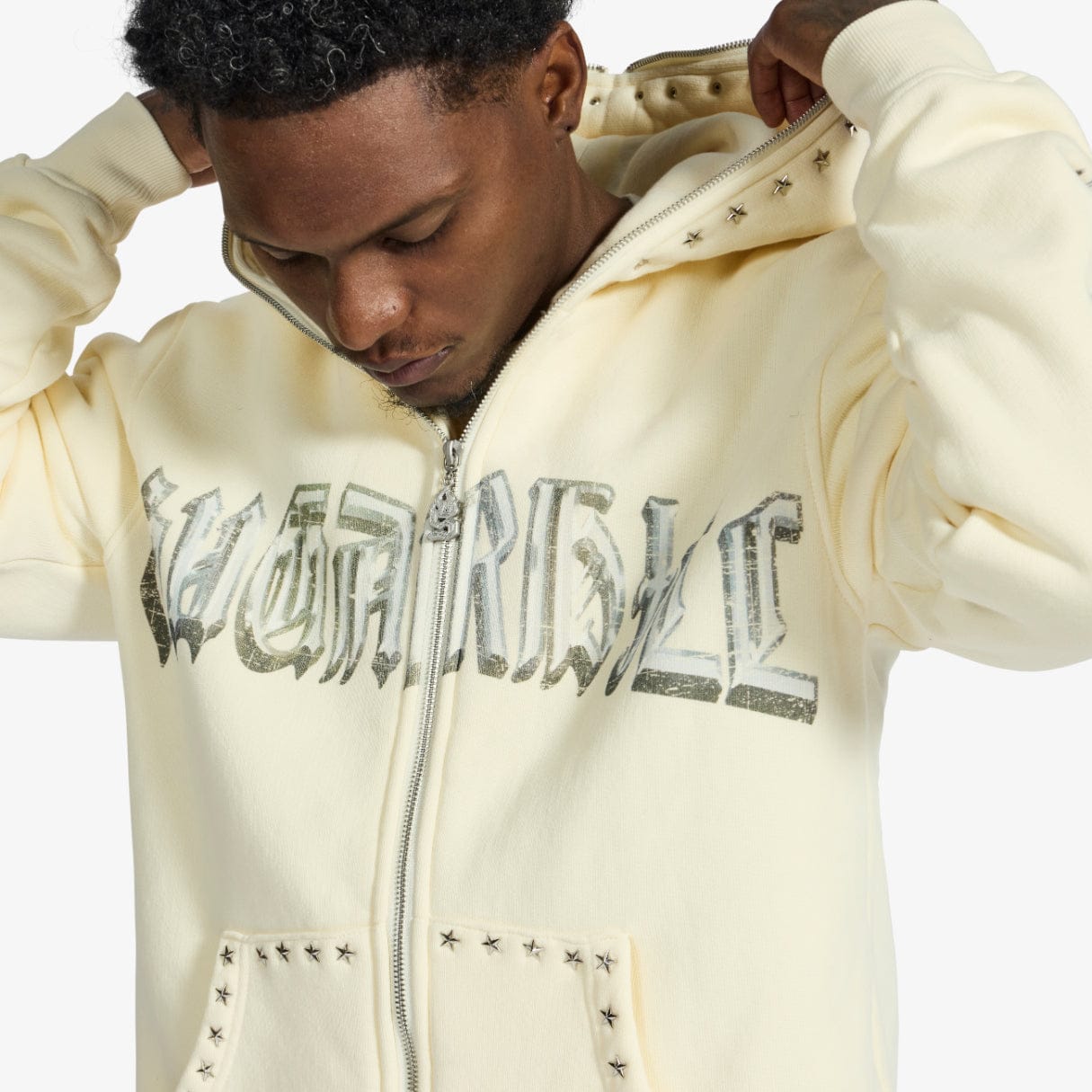 "Body Shop" Full-Zip Hoodie (cream vintage)