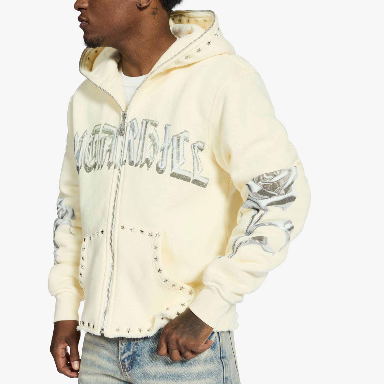 "Body Shop" Full-Zip Hoodie (cream vintage)