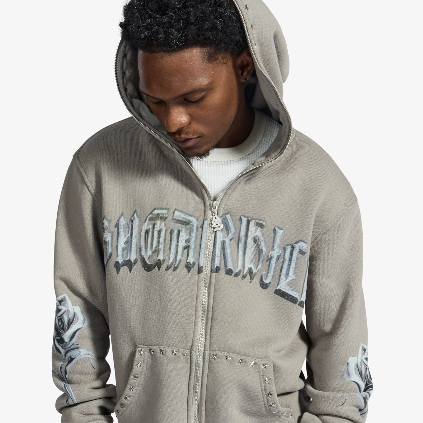 "Body Shop" Full-Zip Hoodie (gray vintage)