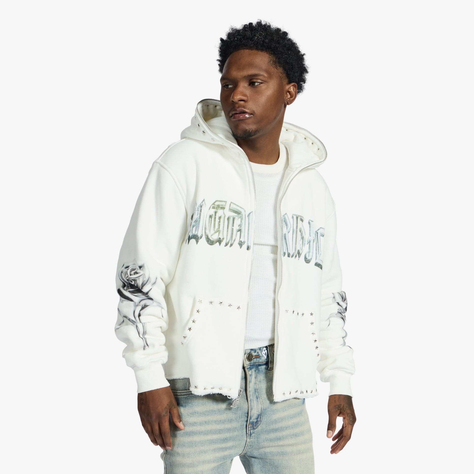 "Body Shop" Full-Zip Hoodie (white)