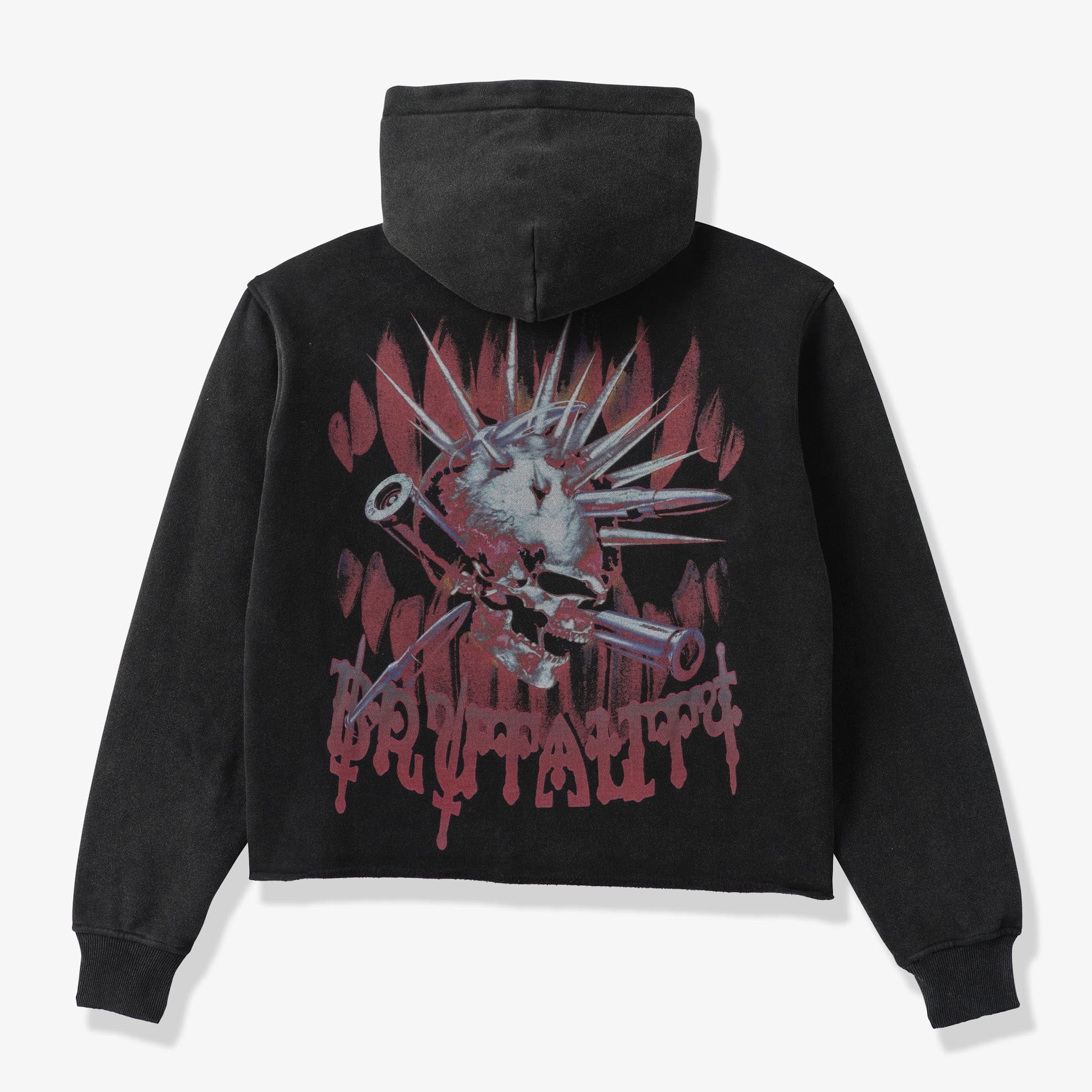 "Brutal" Cropped Hoodie (red/black vintage)