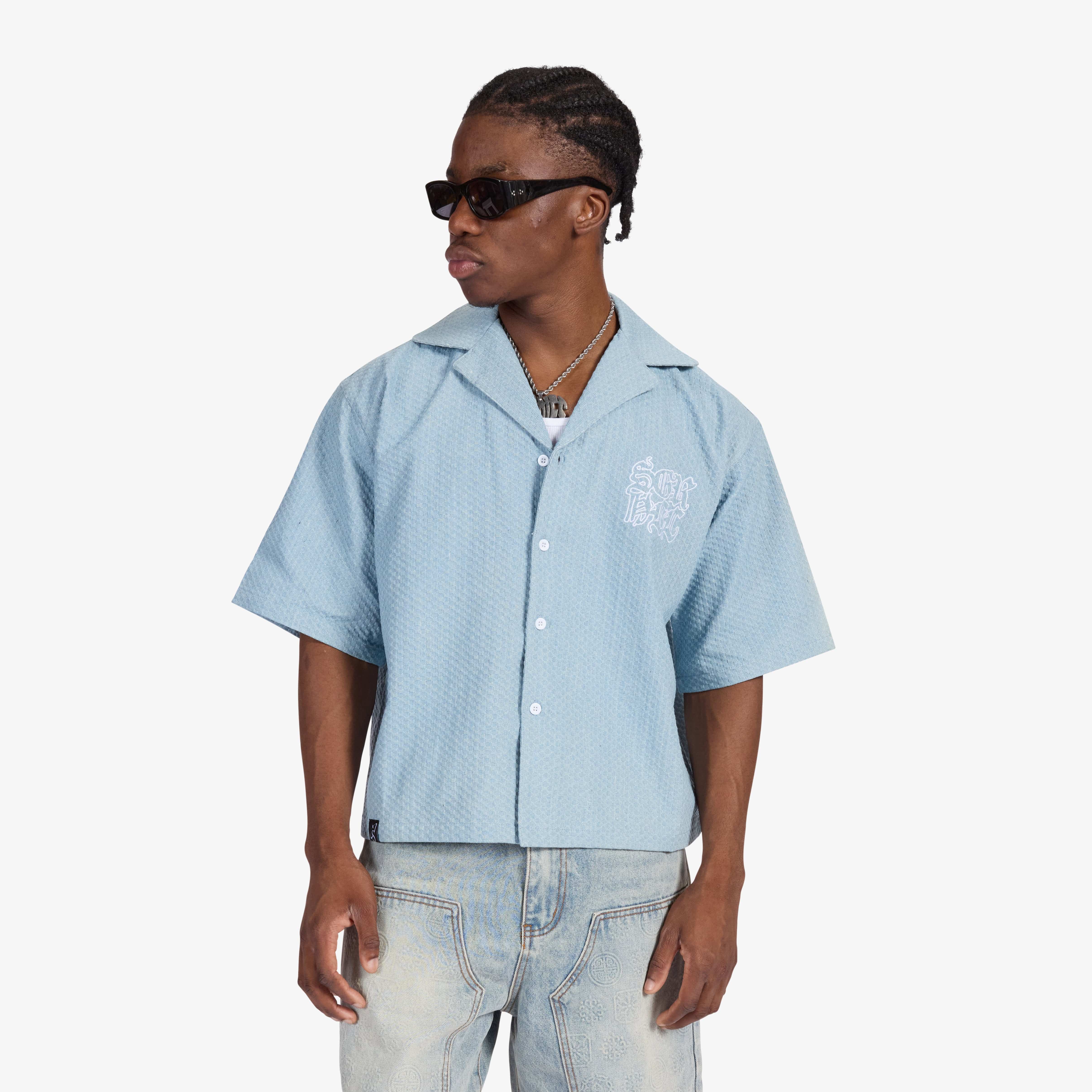 "Springfield" Jacquard Work Shirt (light blue)