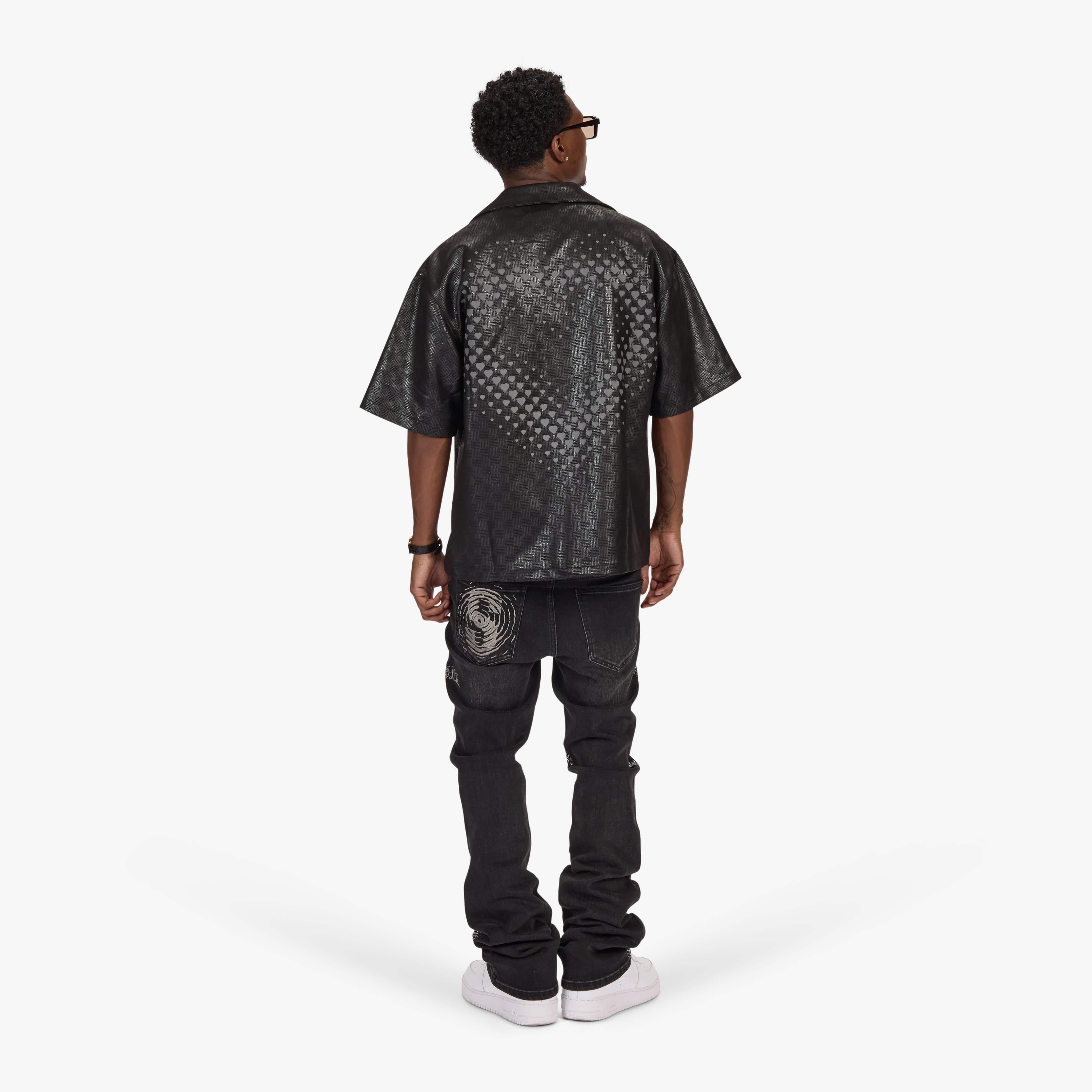 "Burn Pit" Rhinestone Stacked Jeans (black)