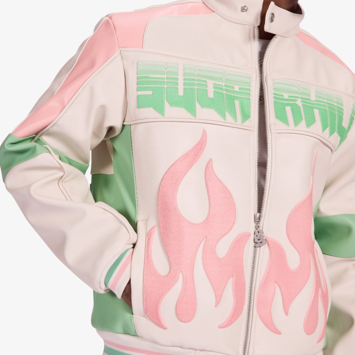 "Alchemy" Racer Jacket (pink/green)