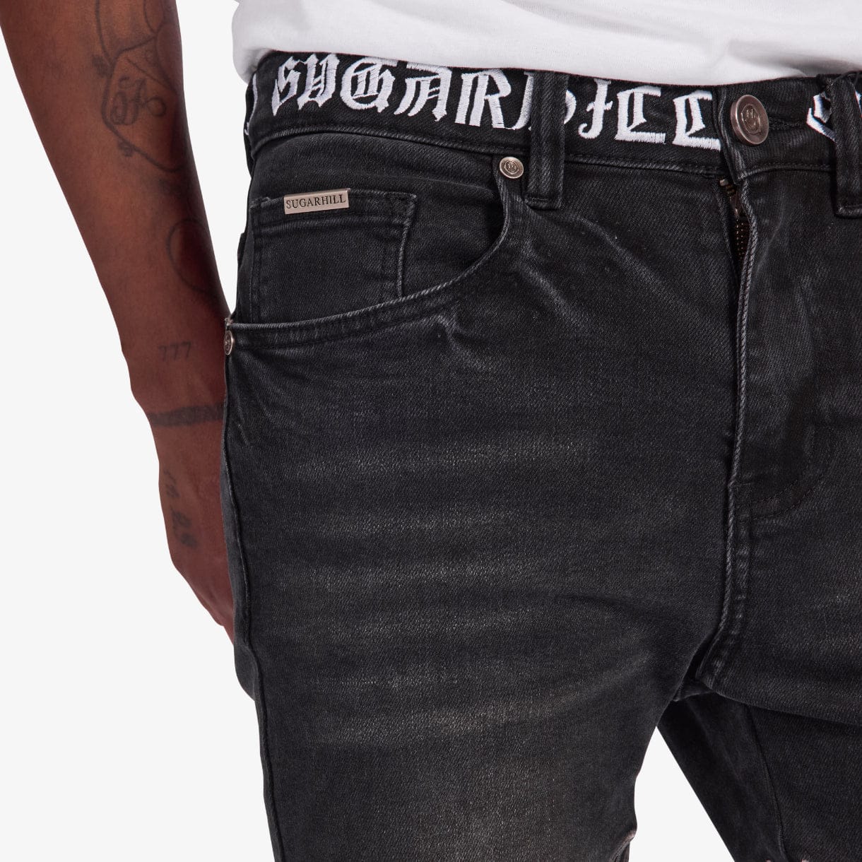 "Toxins" Stacked Jeans (black wash)