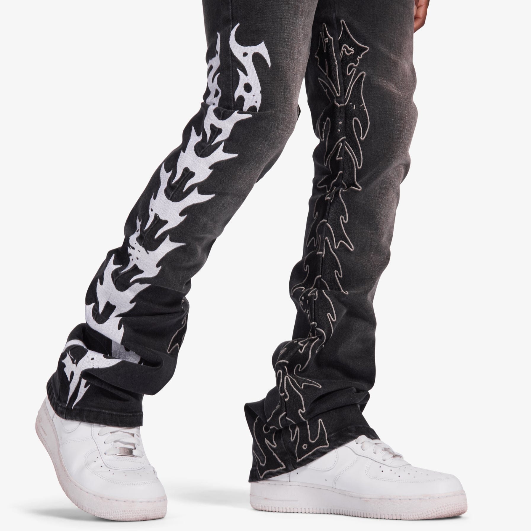"Toxins" Stacked Jeans (black wash)