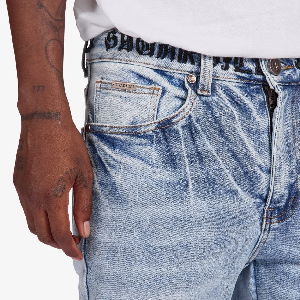 "Toxins" Stacked Jeans (blue wash)