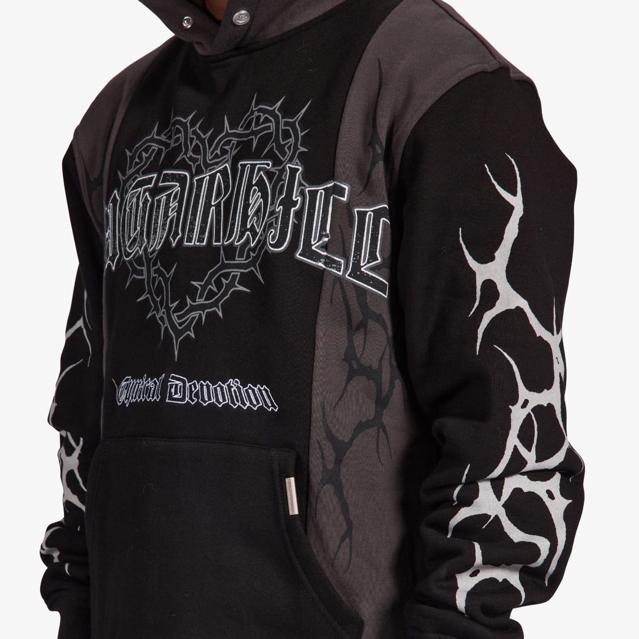 "Devoted" Split Hoodie (black/charcoal)