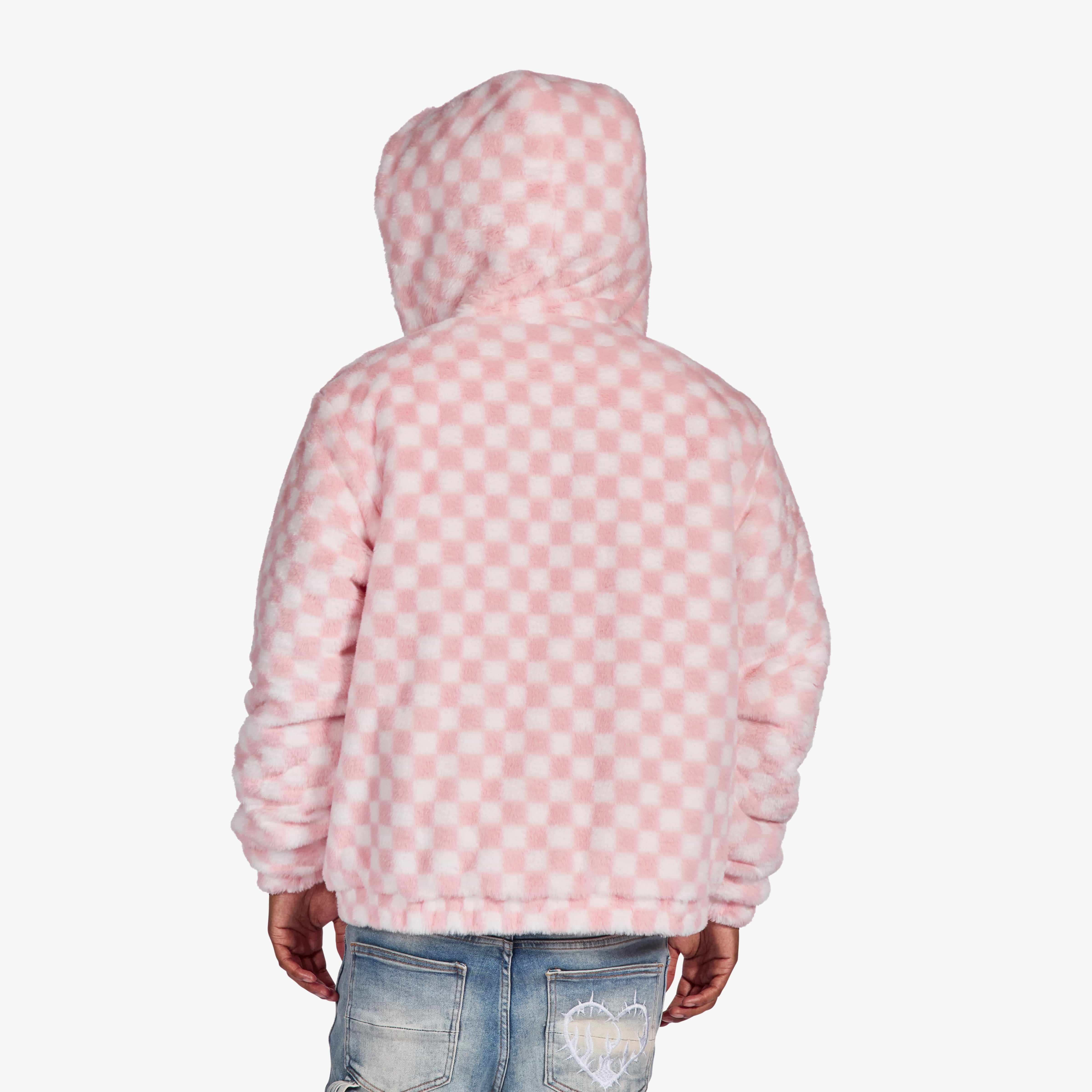 "Magnus" Fur Hoodie (pink/white)