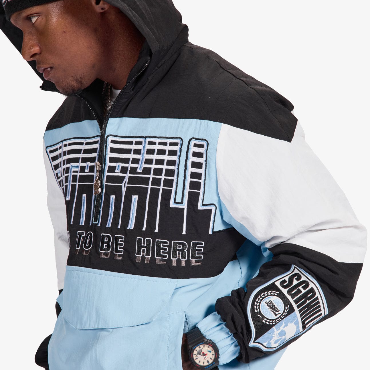"Storm" Starter Jacket (baby blue/black)