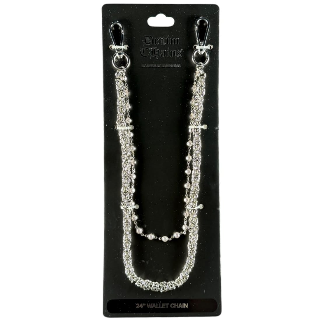 Jewelry Essentials Double Layered Pearl Beaded Pant Chain (Silver) BKC-213S