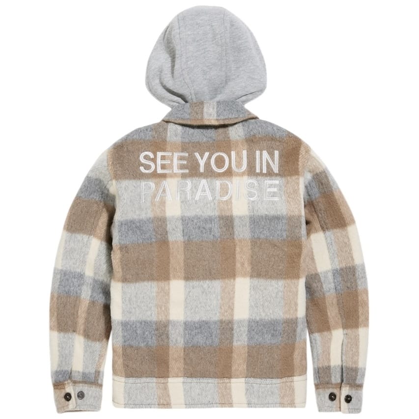 Kids See You In Paradise Hooded Flannel Shacket (Khaki) 2568K