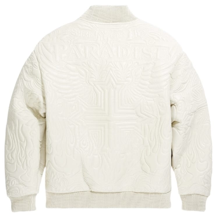 See You In Paradise Flaming Cross Stitched Bomber Jacket (Khaki) 91685