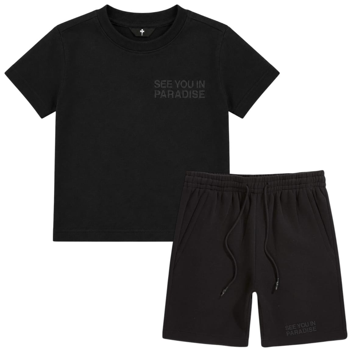 Kids See You In Paradise Tonal Short Set (Black) 2078AK/2078SK