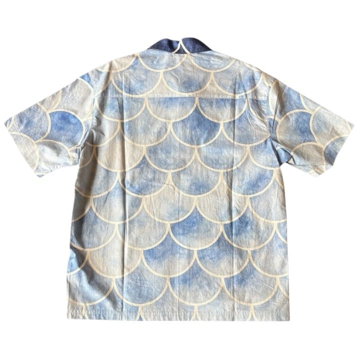 Valabasas Ocean Scale Collar Zip Up Shirt (Blue) VLBS-VBD1-1040