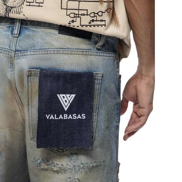 Valabasas Clipped Denim Shorts (Dirty Wash) VLBS-VSHS-1034