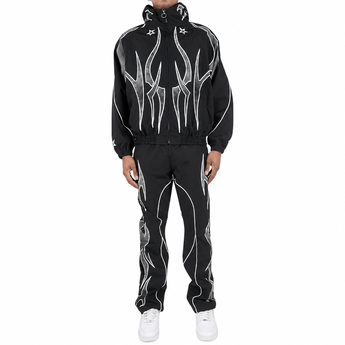 R3bel Denim Hooded Windbreaker Set (Black) 3163-835