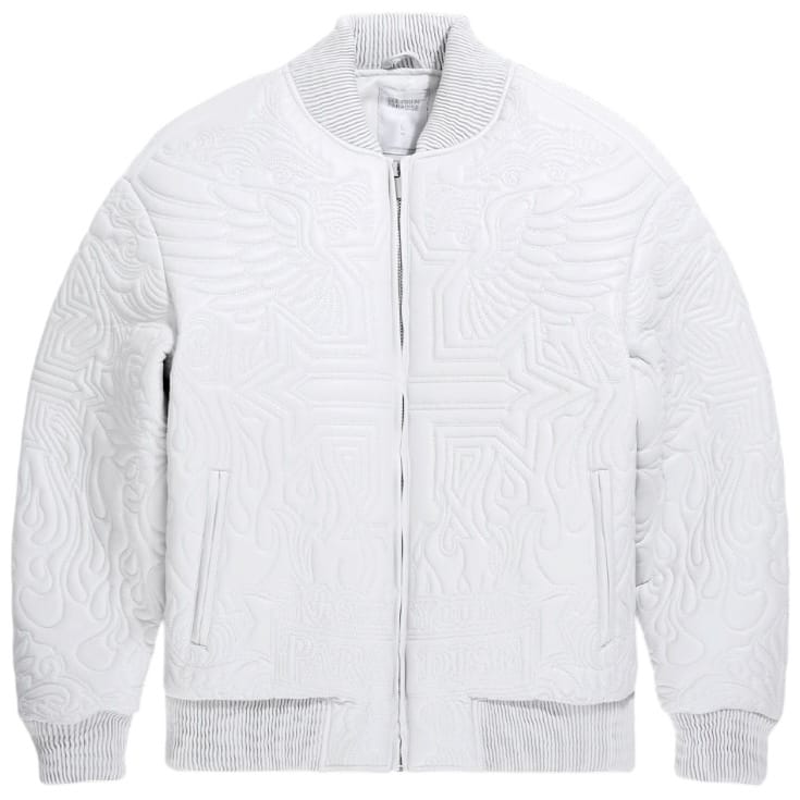 See You In Paradise Flaming Cross Stitched Bomber Jacket (L/Grey) 91685