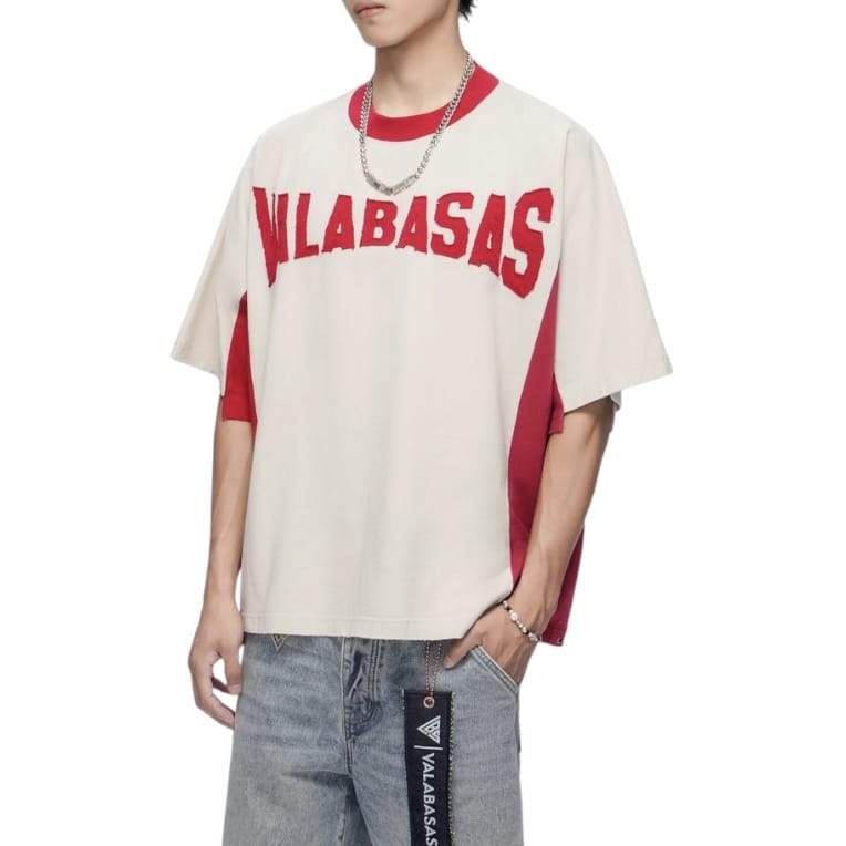 Valabasas Seam Stitch Tee (Cream/Red) VLBS-VT1-1126