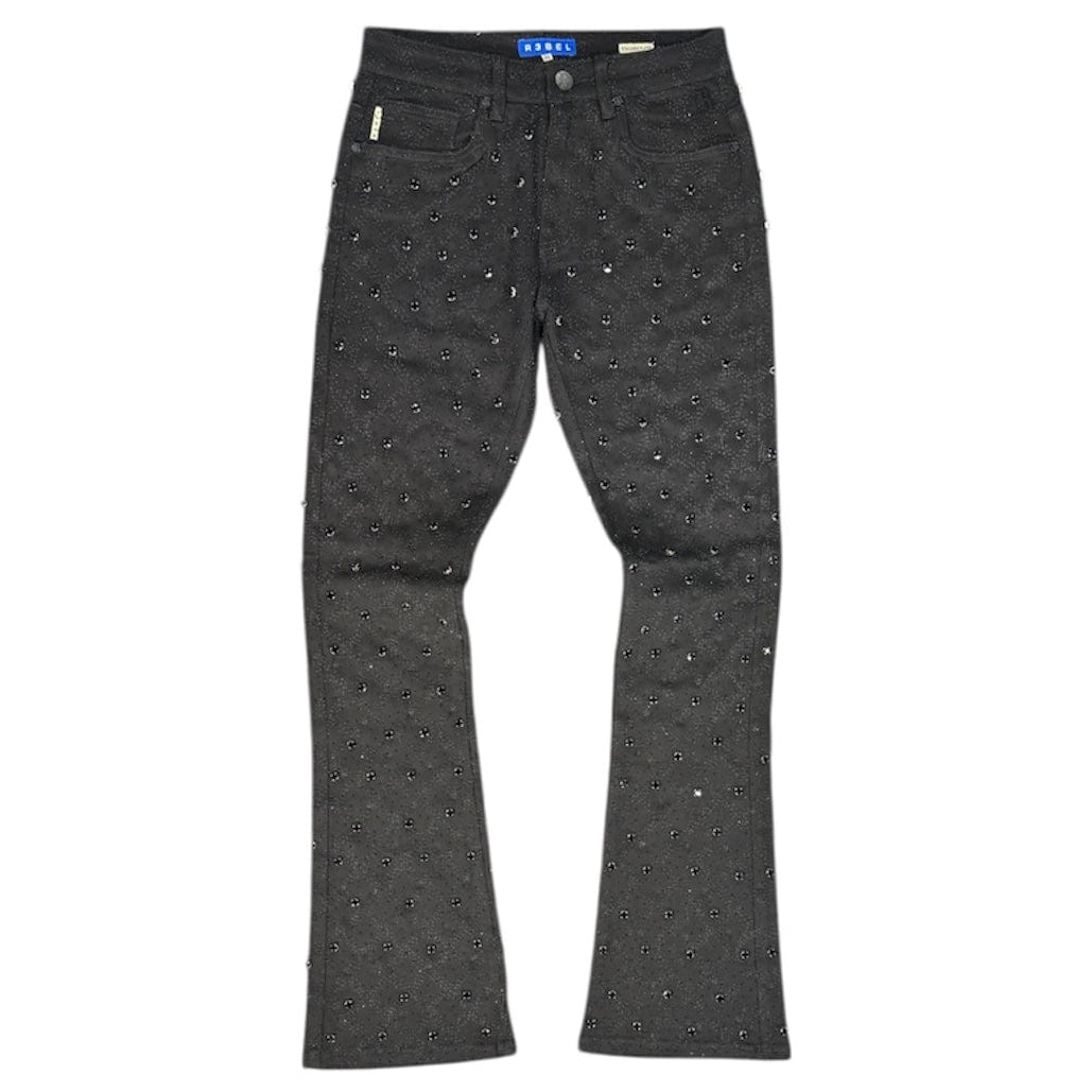 R3bel Denim Diamond Stacked Jean (Black) 652-630-BLK