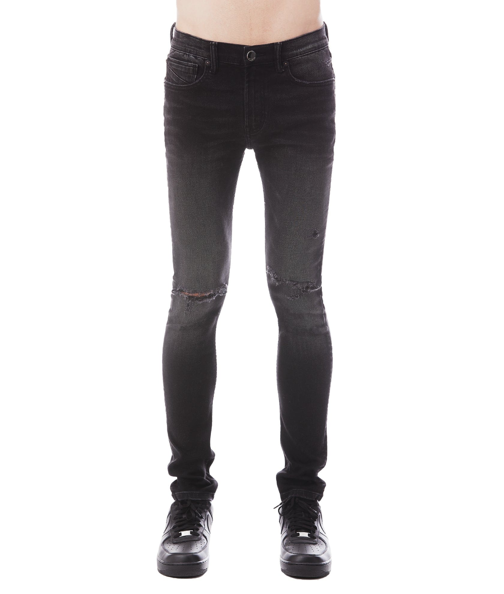 Strat Super Skinny Jeans – Vintage Black, Ripped Stretch Denim