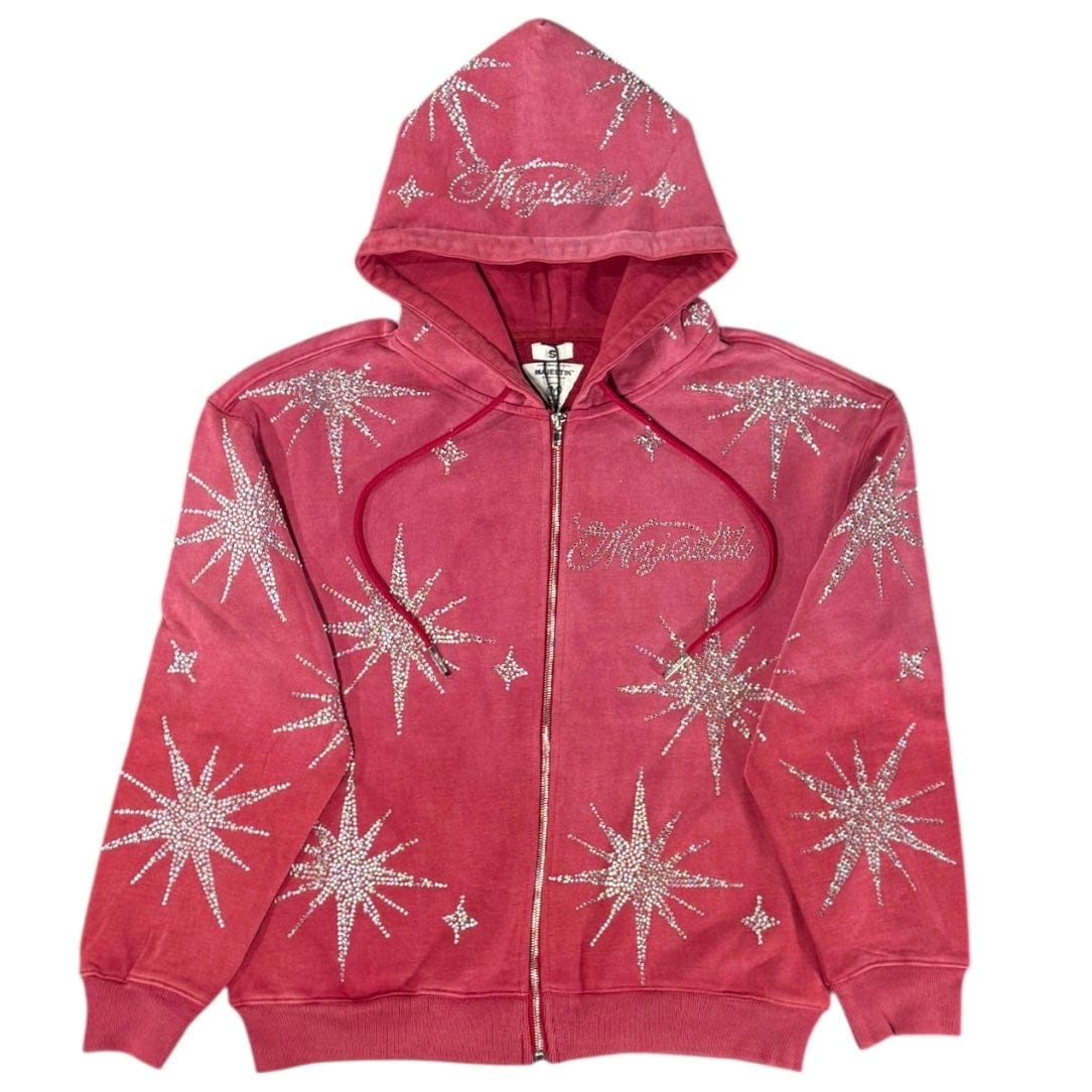 Majestik Star Stud Garment Dyed Heavy F. Terry Zip Hoodie (Burgundy) FH2501