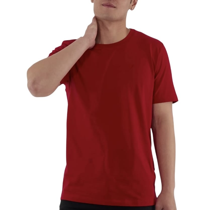 Rich Cotton Slim-Fit Short Sleeve Round Neck Tee (Red) SFRRE