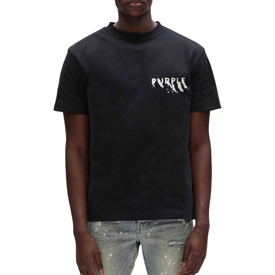 Purple Brand Painted Wordmark Hwt Jersey SS Tee (Black) P117-HJBB423