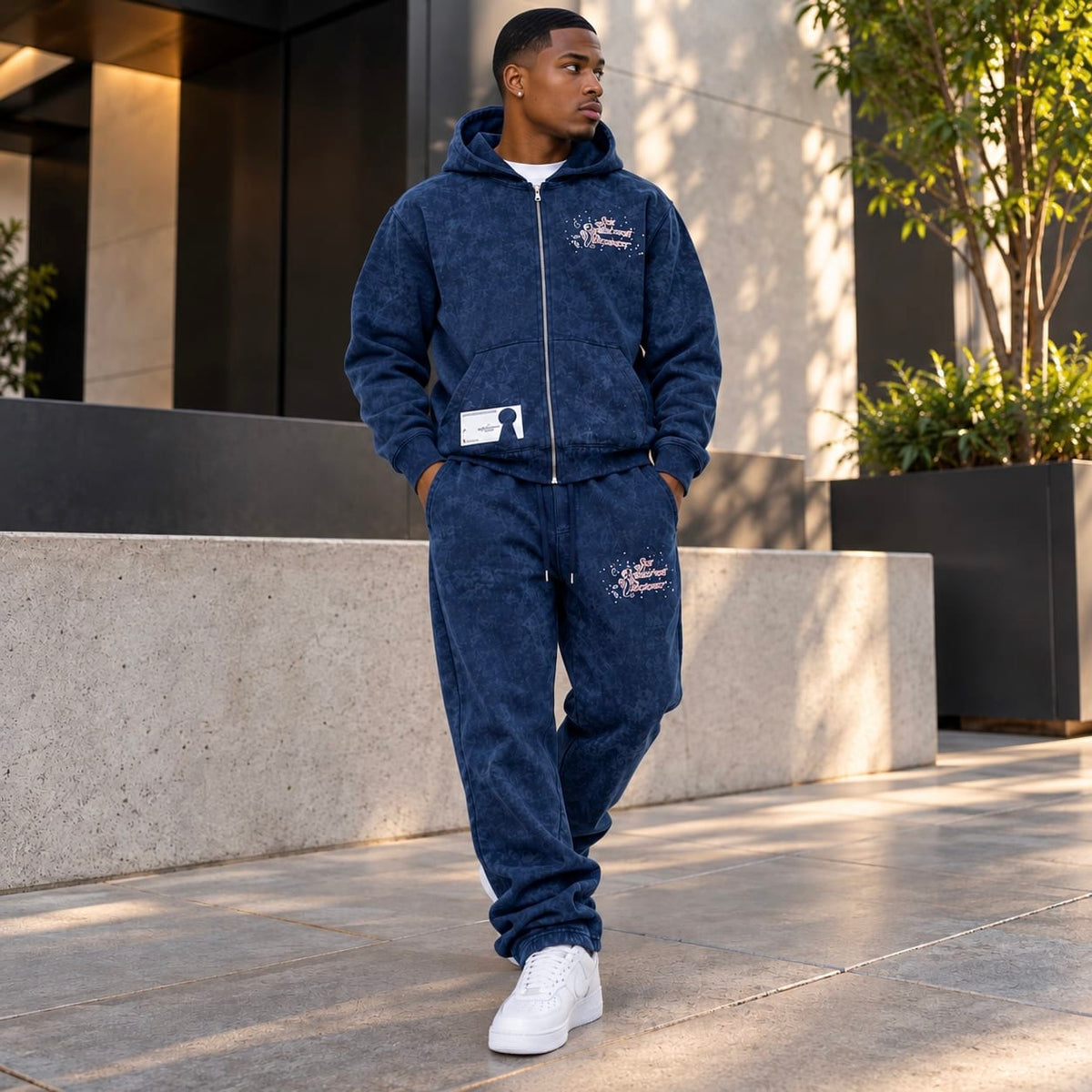 By Appointment Only Past Behind Us Zip Hoodie & Sweatpants Set (Blue)