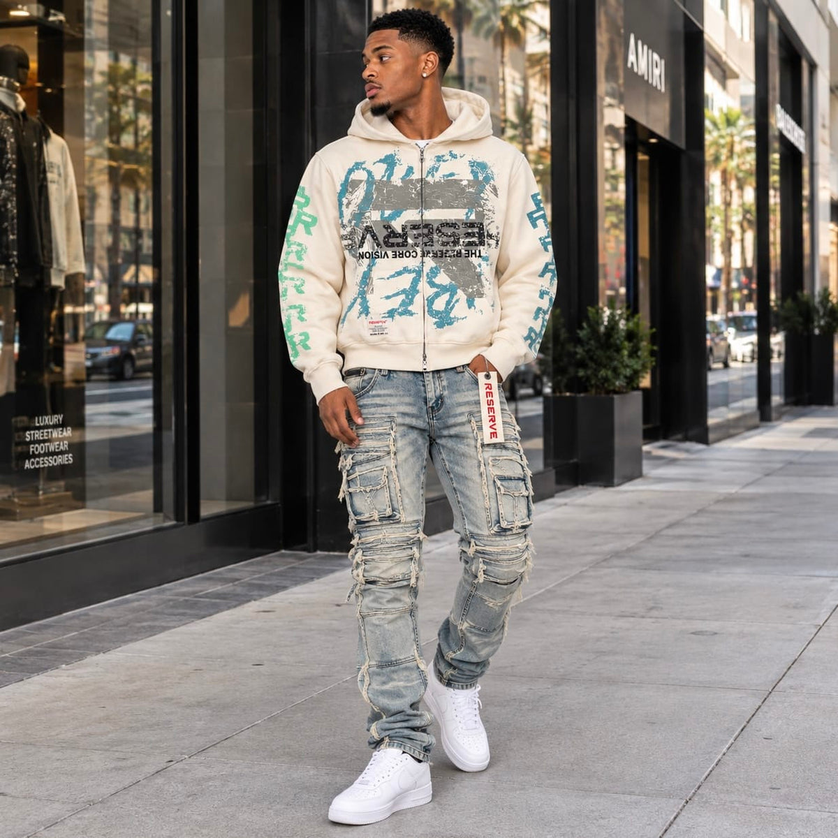 GFTD La Truth Zip Up Hoodie (Cream)