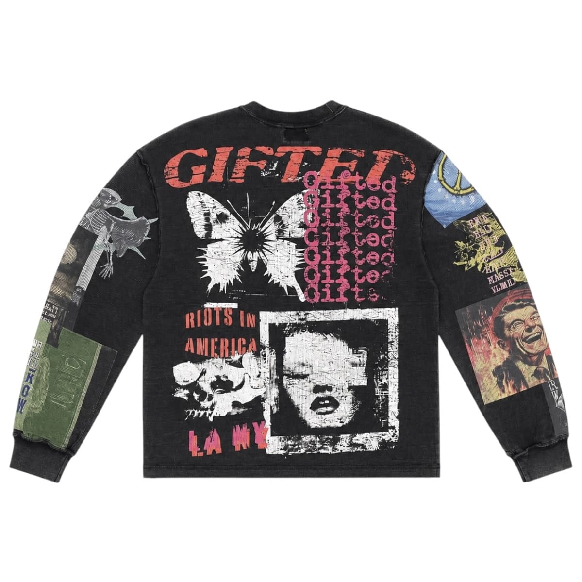 GFTD La Riots In America Crewneck Long Sleeve Tee (Black)