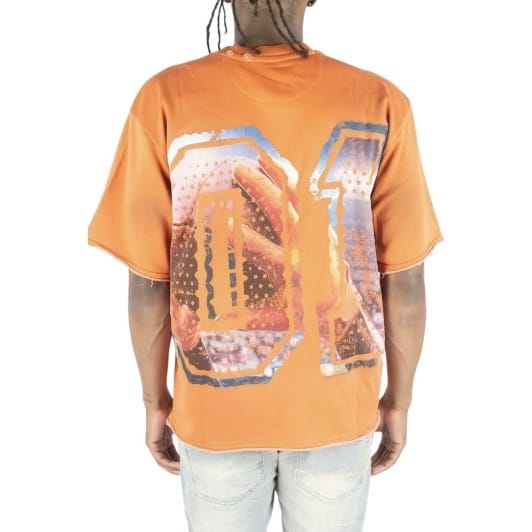 R3bel Denim Hot Only One French Terry Rhinestone Tee (Orange)