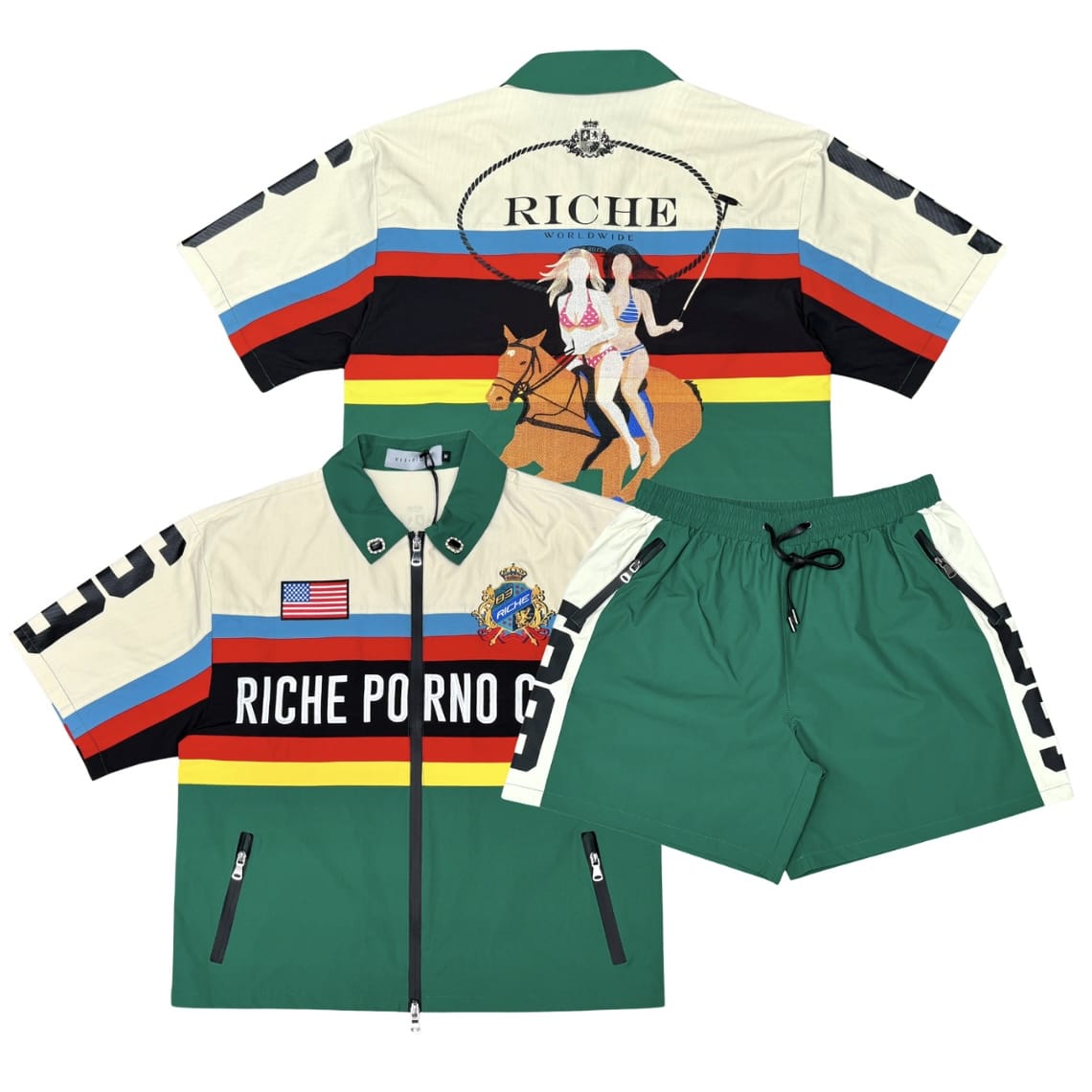 Vie Riche RPC Short Sleeve Jacket & Short Set (Green) VR2056/VR2057-GRN
